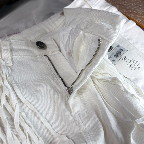 Altar'd State Fringe Shorts Hippie Stretch Denim Cowboy Moto Hi Waist Distressed - Picture 12 of 16